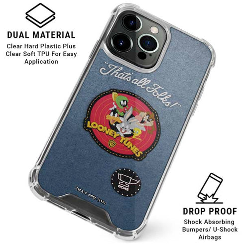 Looney Tunes Thats All Folks Patch iPhone 16 Pro Clear Case